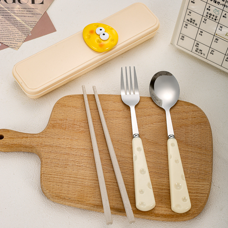 High-Looking Spoon Household Stainless Steel Fork Cute Girly Heart Tableware Cheese Spoon Fork Kidsren Eating Fork Spoon