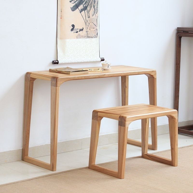 Chinese Solid Wood Resonance Elm Table and Stool Guqin Table Guqin Stool Chinese Calligraphy Modern Simple Desk Guzheng Table