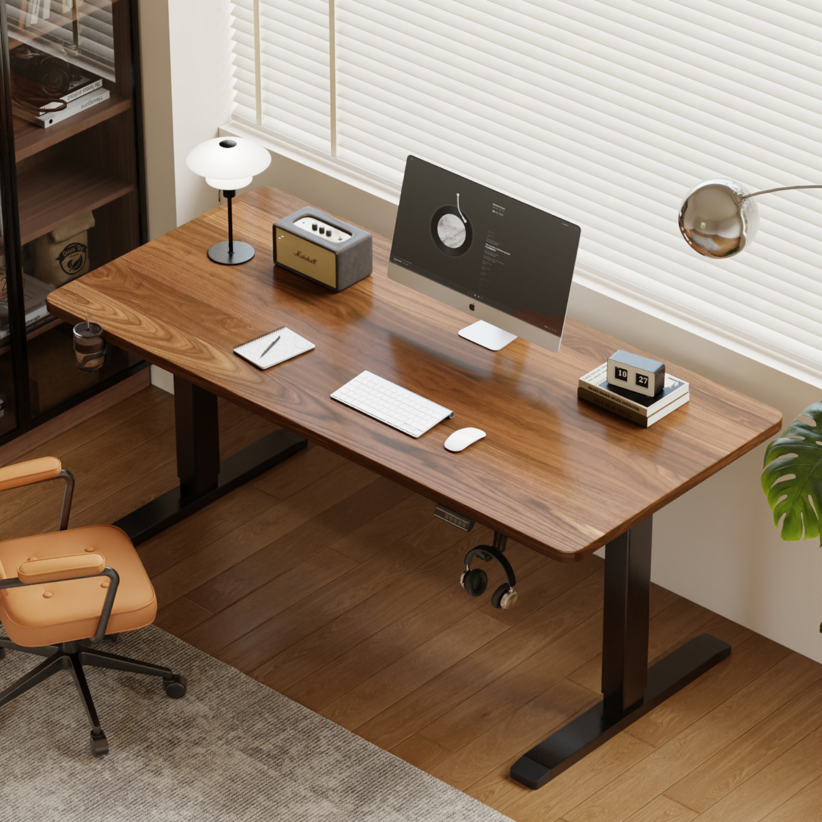 Jianghai Solid Wood Electric Lift Table Home Computer Table Liftable E-Sports Table Learning Office Desk Workbench