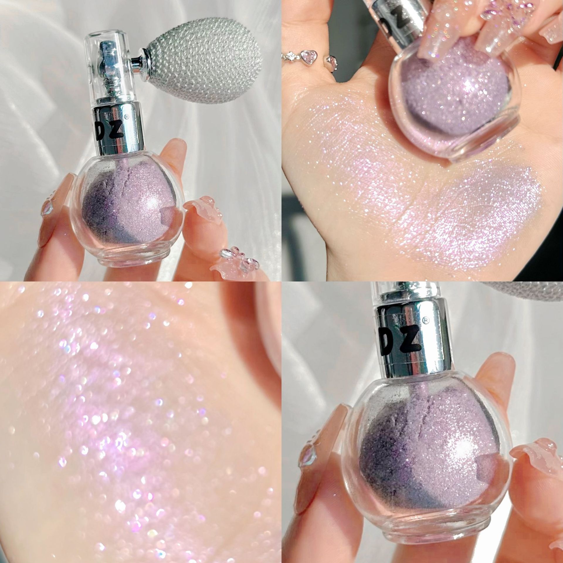 Cross-Border Internet Celebrity Air Cushion Glitter Highlighter Spray Powder Fine Shimmer Spray Pearlescent Brightening Loose Powder Sparkling Versatile Loose Powder