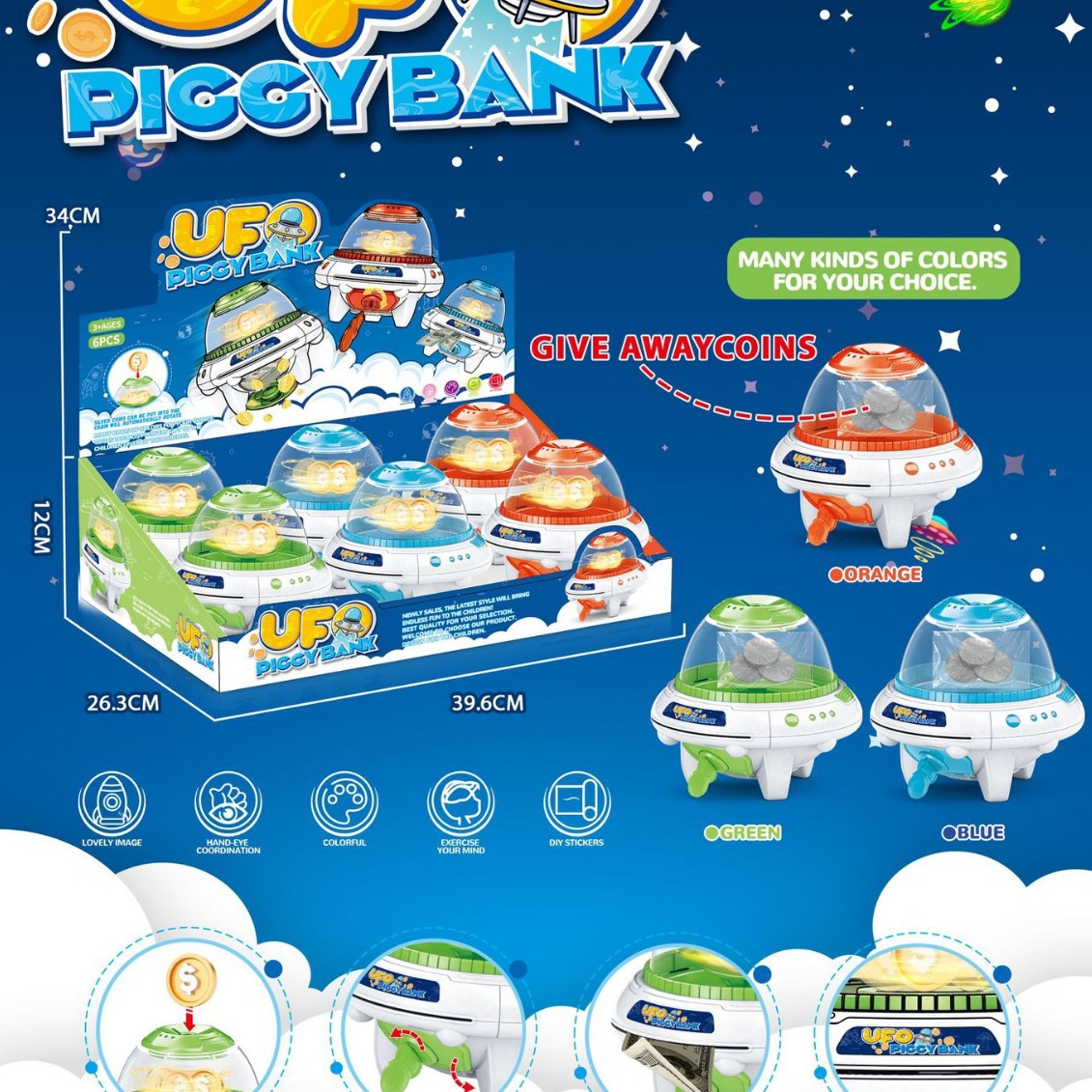 Piggy bank password box House rocket capsule saving storage machine safe paper coin student children's toy