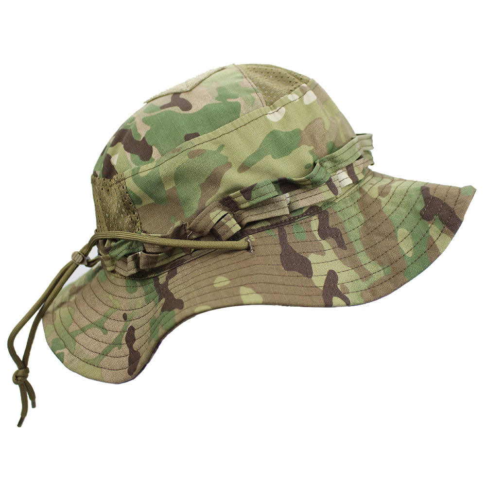 New Camouflage Bennie Hat Tactical Big Brim Round Hat Summer Outdoor Mountaineering Camping Fishing Sunshade Fisherman Hat