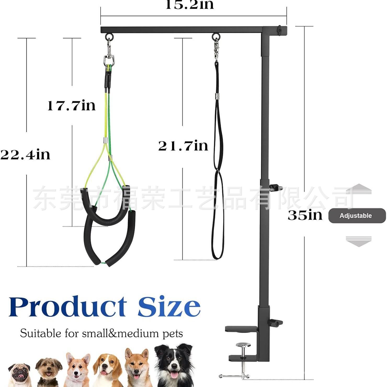 Pet Grooming Arm Dog Grooming Stand Retractable Height Adjustable Lifting Foldable Black Iron Stand