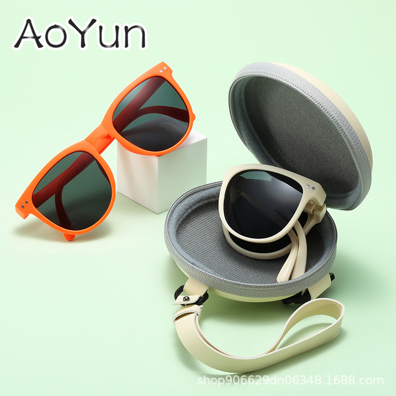 Новые модные складные солнцезащитные очки для детей, защита от солнца, портативные складные очки с УФ защитой