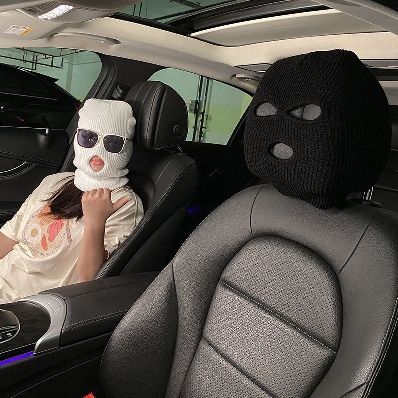 Shake the same car headrest seat pullover personality funny fun car universal headgear black white