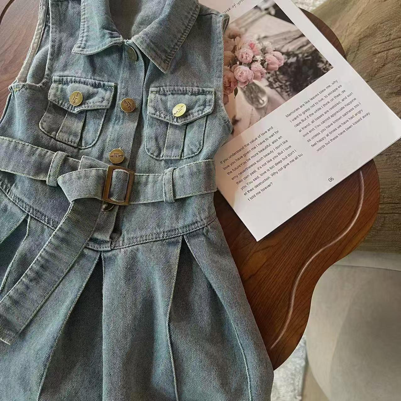 Girls Denim Skirt Sleeveless Summer Children's Vest Dress