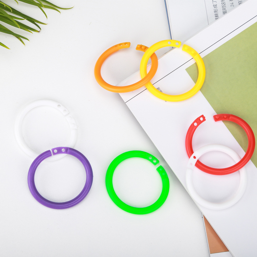 Factory Direct Sales 28mm Inner Diameter Plastic Book Ring Double Buckle Ring Plastic Binding Ring Colorful Open Plastic Book Ring