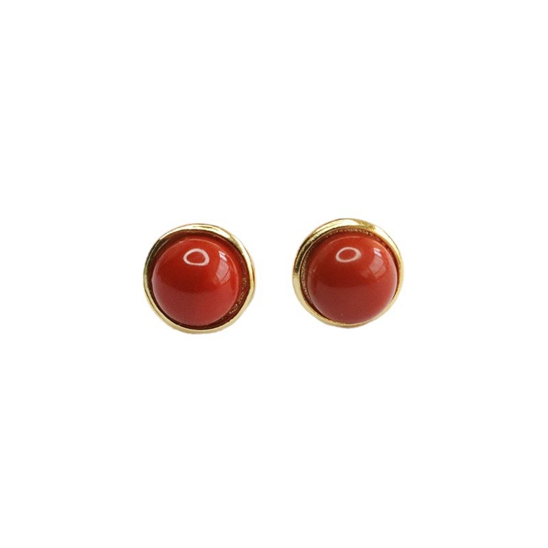 Juwu S925 Silver Inlaid Natural Southern Red Agate Earrings Jewelry for Women Factory Wholesale Dropshipping S4010101A