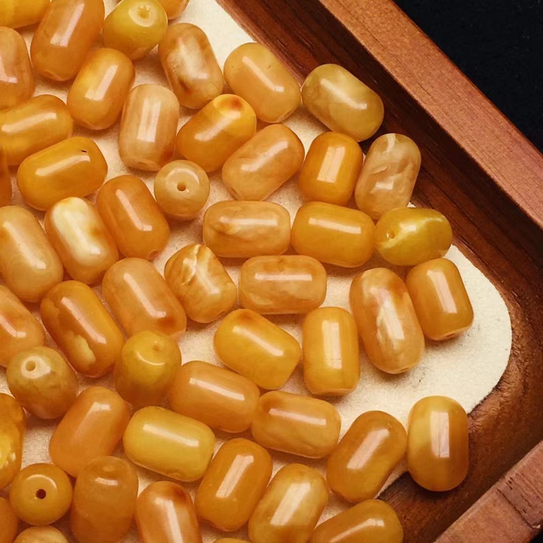 Natural Russian beeswax barrel beads accessories wax rich old beeswax accessories Ketang jewelry origin wholesale