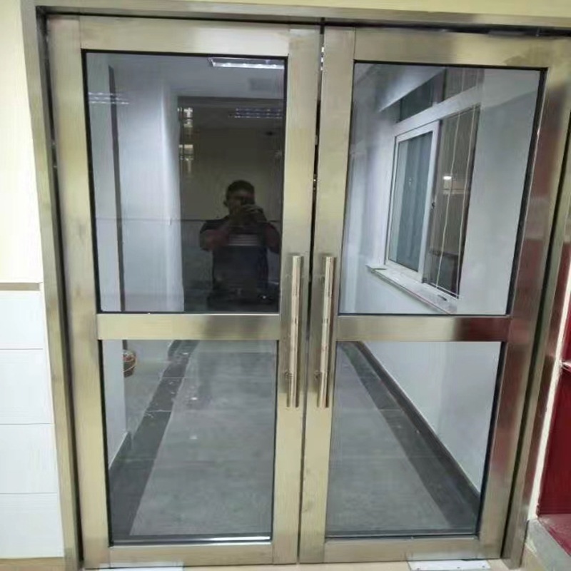 Shanghai Stainless Steel Glass Door 304 Rose Gold Steel Fire Door Floor Spring Door Aluminum Alloy Door