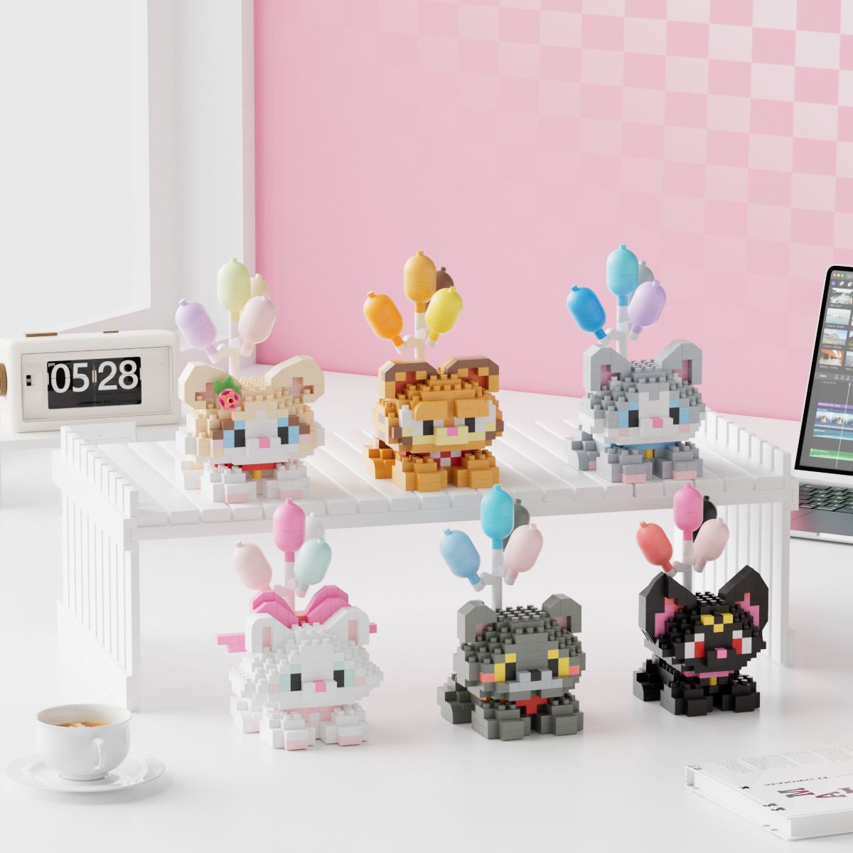 Around the cute pet cat dog micro particle building block gift puzzle toy compatible with Lego wholesale stall