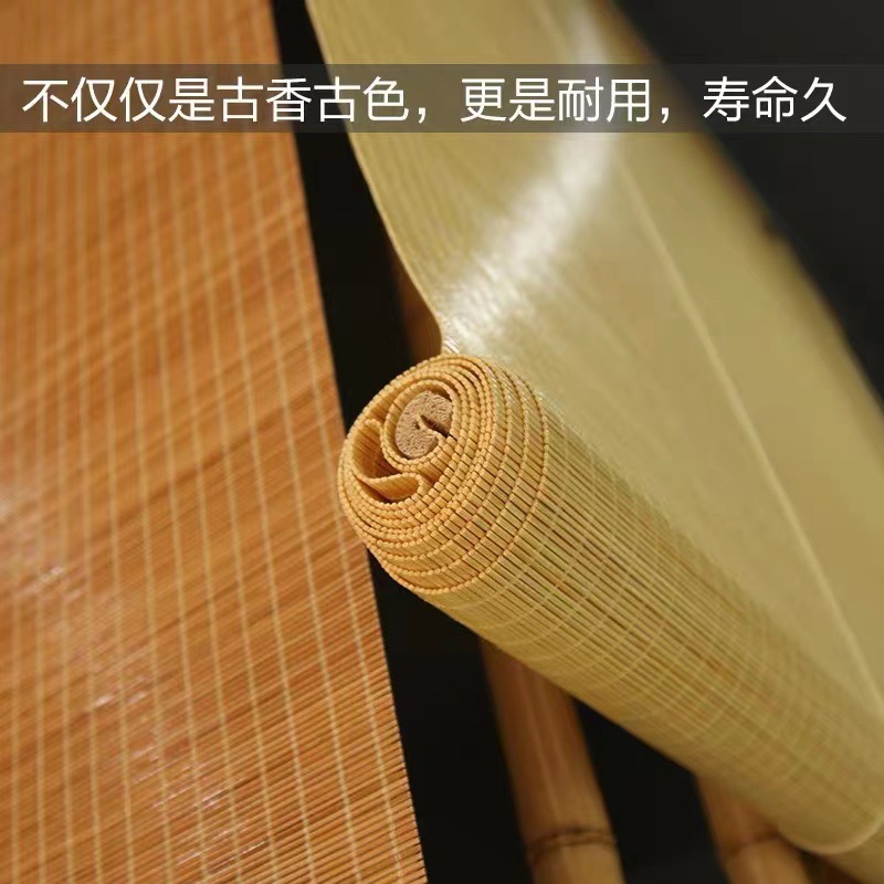 Outdoor Bamboo Blinds, Roller Blinds, Pavilion Balcony Sunshade, Tea Room Sun Protection Bamboo Curtains with Varnish, Waterproof Bamboo Roller Blinds