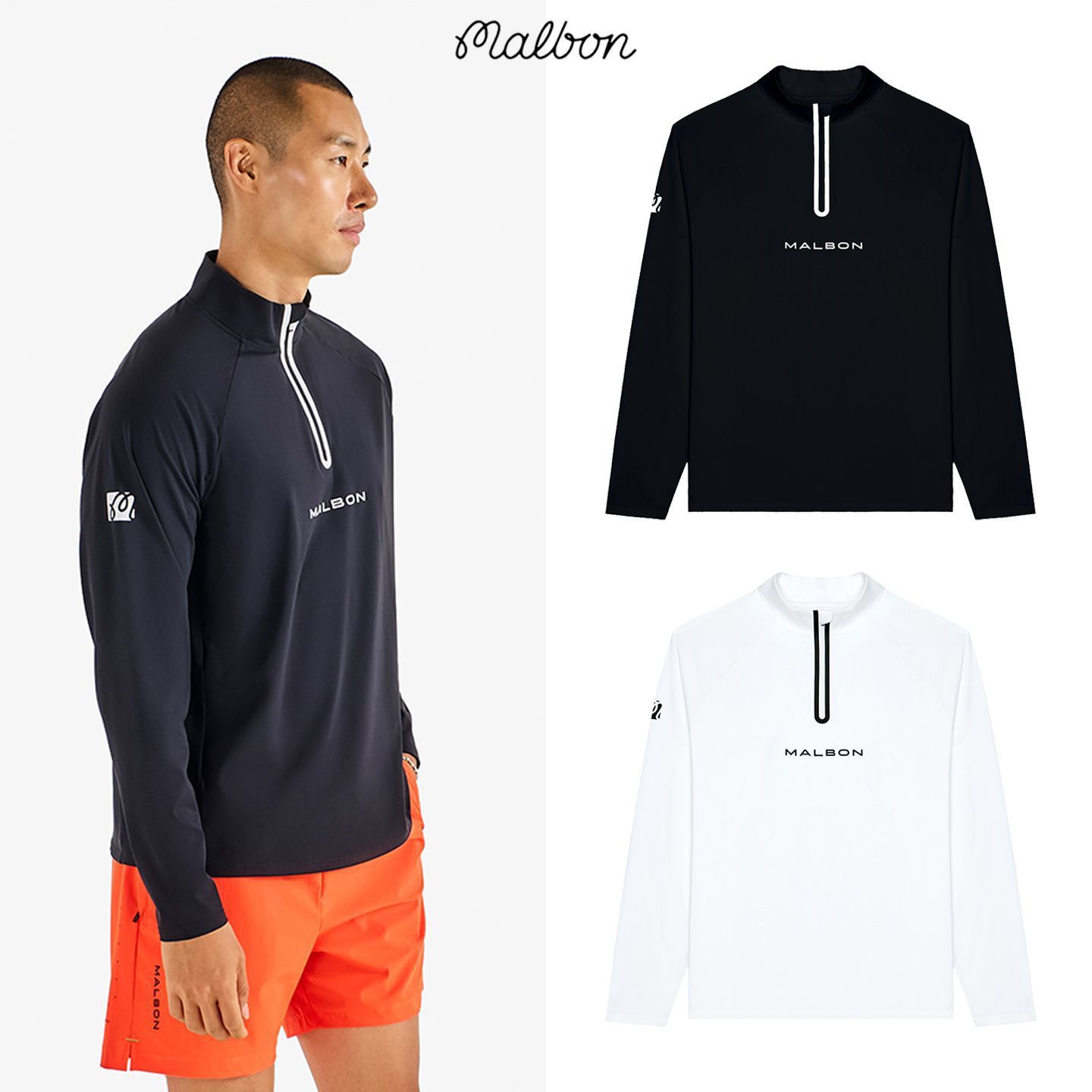 Куртка с короткой молнией для гольфа Malbon, легкая, из льняного шелка, быстросохнущая, с длинным рукавом, для весны и осени