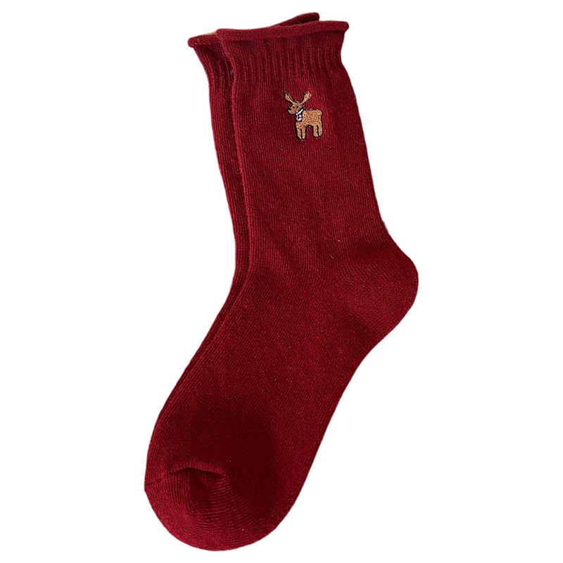 Suxinaimin Christmas Socks Boxed Korean Cartoon Christmas Gifts Cute Mid-Calf Socks Autumn and Winter Socks for Women