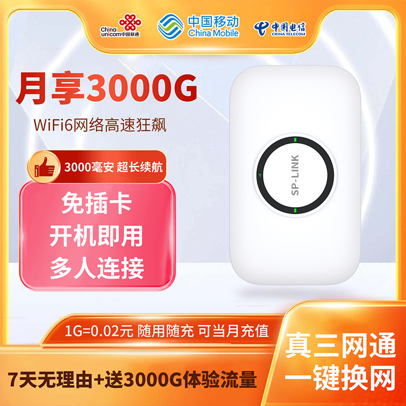 Splink2025 New Portable Wifi6 Wireless Network High-Speed Three Networks Mobile Card-Free