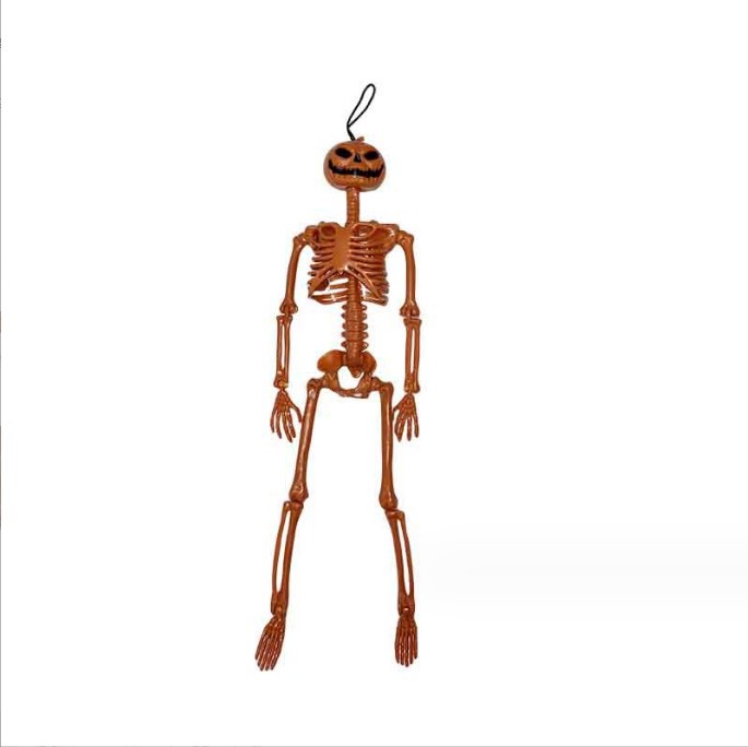 Cross-border generation hair skull joint adjustable Halloween horror ornaments pumpkin human skeleton 40 90cm skeleton