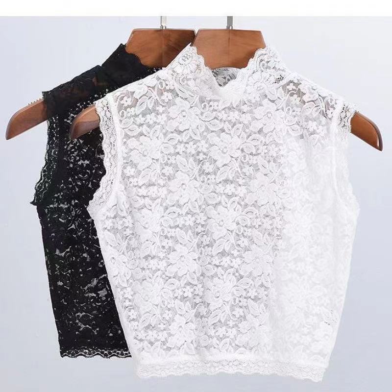 All-Match New Style Fake Collar Women's Autumn and Winter High Elastic Lace Pullover Large Size Base Vest Decorative Lace Collar