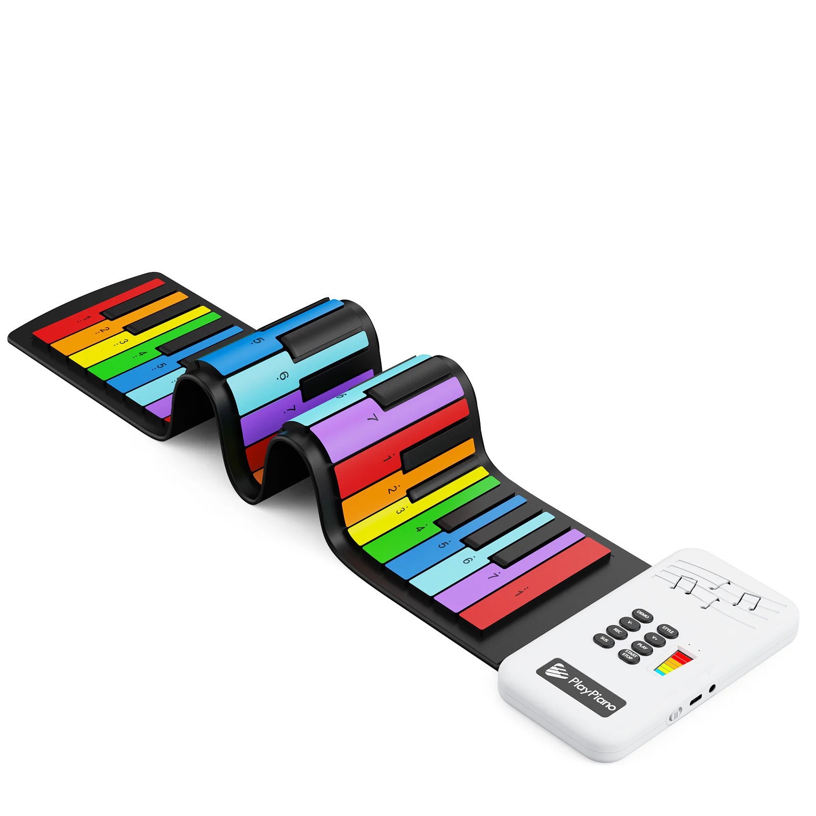 49-Key Hand-Rolled Piano Rainbow Children's Beginner Thickened Colorful Silicone Portable Musical Instrument Folding Electronic Keyboard Wholesale