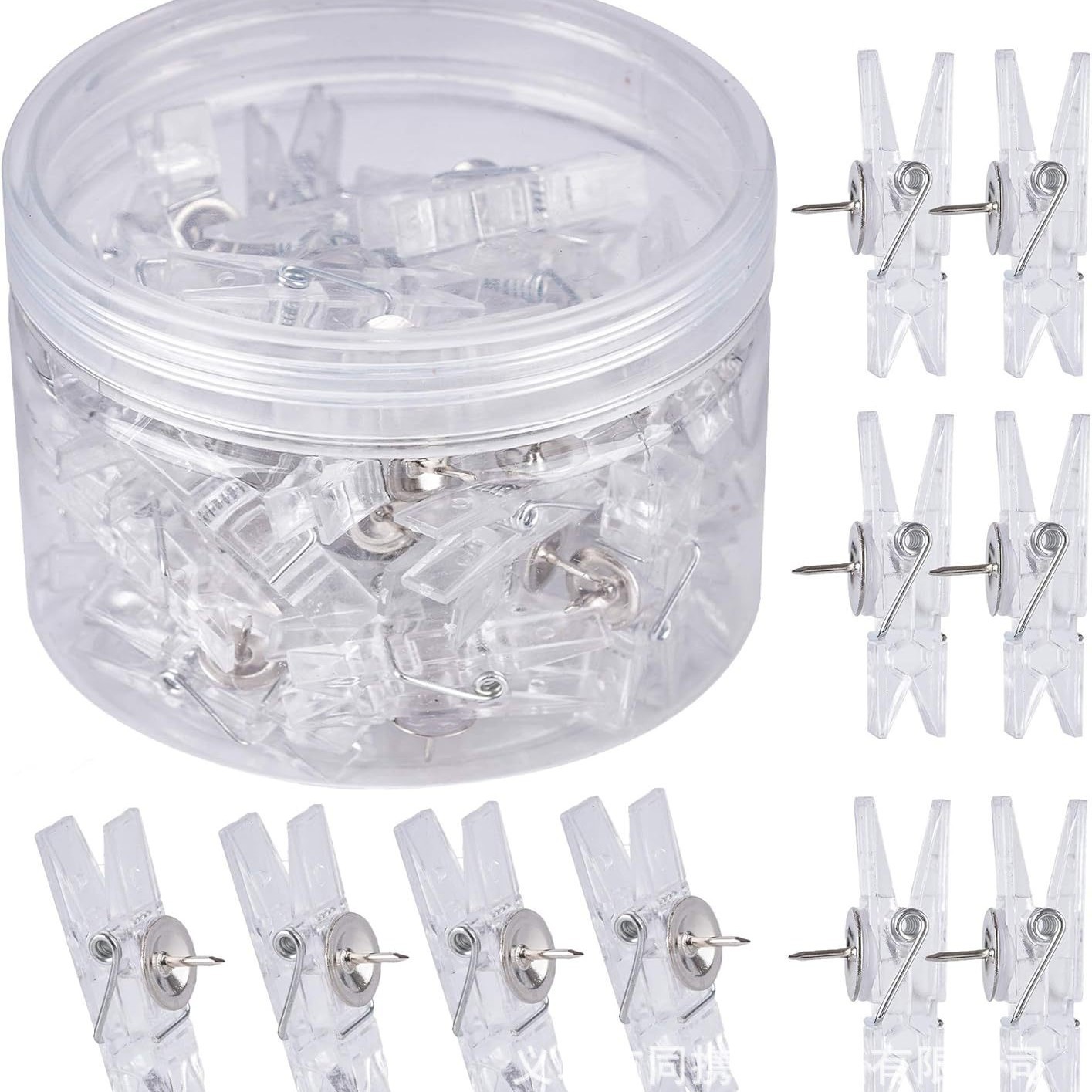 Creative Office Stationery Plastic Transparent Color Clip Pin Photo Clip Cork Board Handmade File Diy Decorative Clip