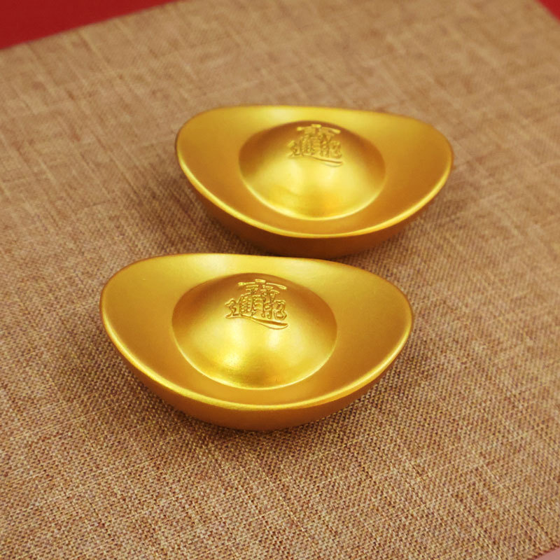 Brass Wealth-Attracting Ingot Ornament Prop, God of Wealth Desktop Treasure Bowl Decoration, Opening Housewarming Gift Wholesale