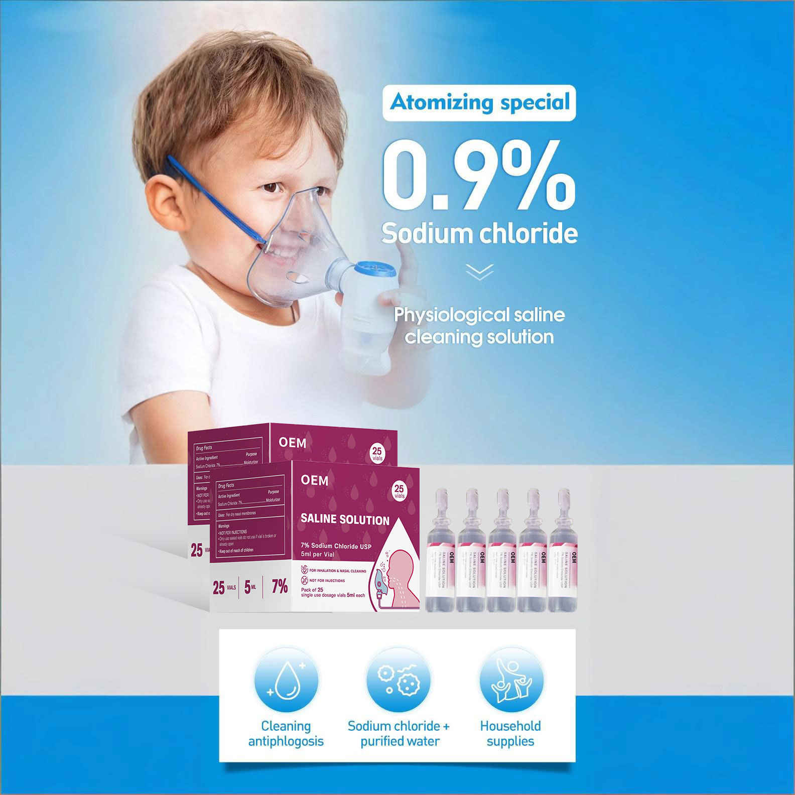 5ml Sterile Saline Solution 0.9 Tattoo Embroidery Facial Wash Nasal Nebulization Liquid Small Saline Solution