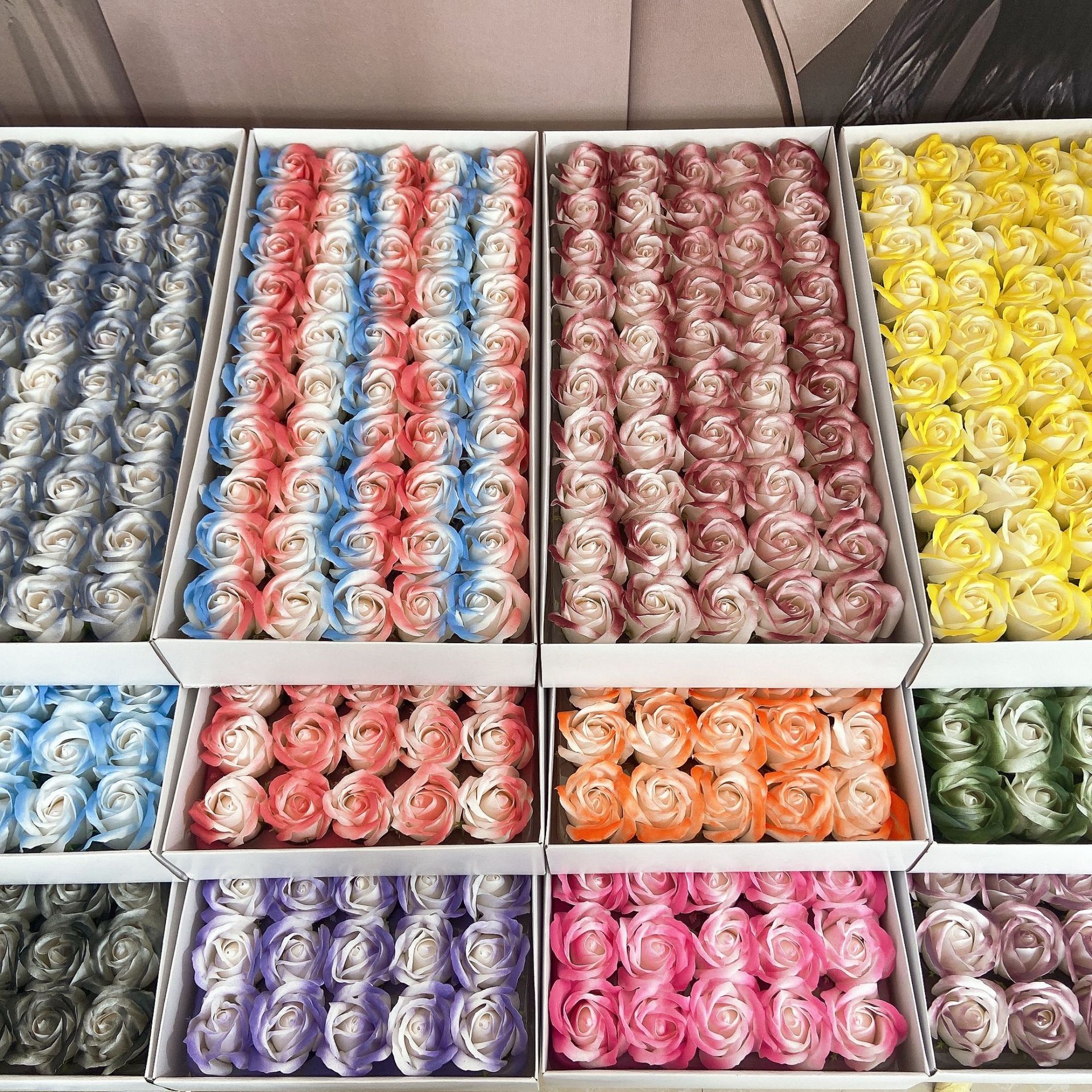 Soap Flower Simulated Rose Three-layer Crushed Ice Blue and Black Knight Large Flower Head with Base Soap Flower Wholesale Factory Direct Sale