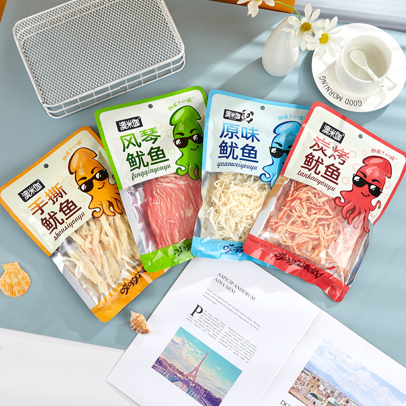 Острые оригинальные нарезанные кальмары на углях закуска морепродукты в пакетах оптом