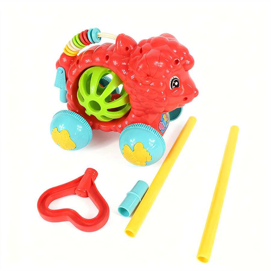Toddler Learning to Walk Push-Pull Toy, Hand-Pushed Bell Lamb Cart, Baby Cute Sheep Push-Pull Toy for Boys and Girls