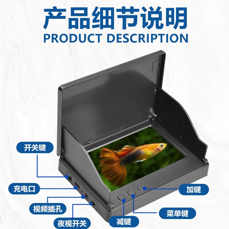 2025 Popular Fishing Underwater Camera High-Brightness Ips Screen High-Definition Night Vision Fish Finder Outdoor Diving Temperature Sensing Depth