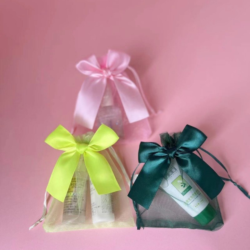 In stock design organza storage bag translucent gift bag sweet bow mesh bag