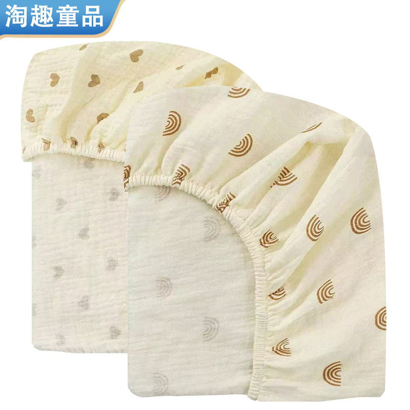 Детские простыни из чистого хлопка с рисунком мультфильмов, двойной слой марли, весенне-осенние, сплошные простыни