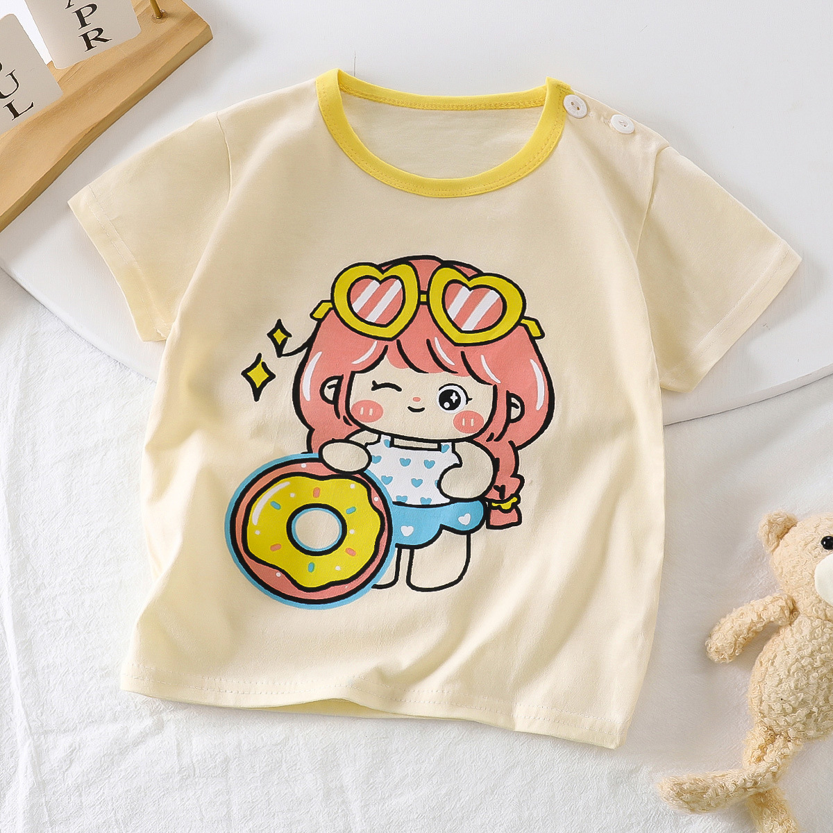 Children's Short-sleeved Cotton Summer New 2025 Boys and Babies' T-shirt Cartoon Girls Short-sleeved Korean Style Single Top Children's Wear