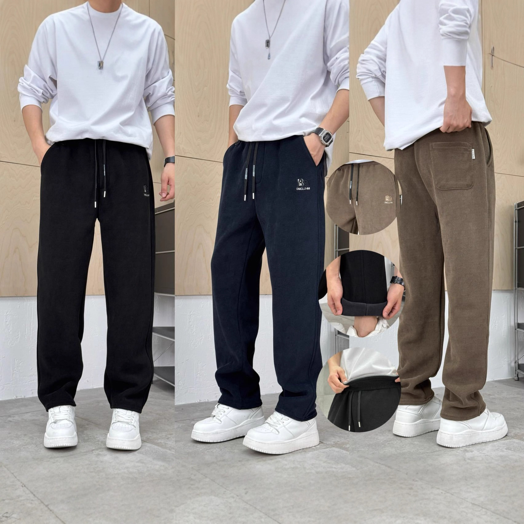 Брюки для мужчин осень-зима 2025 года, европейские, хлопковые, велюровые, утолщенные, теплые, прямые, стойкие к сминанию, повседневные брюки