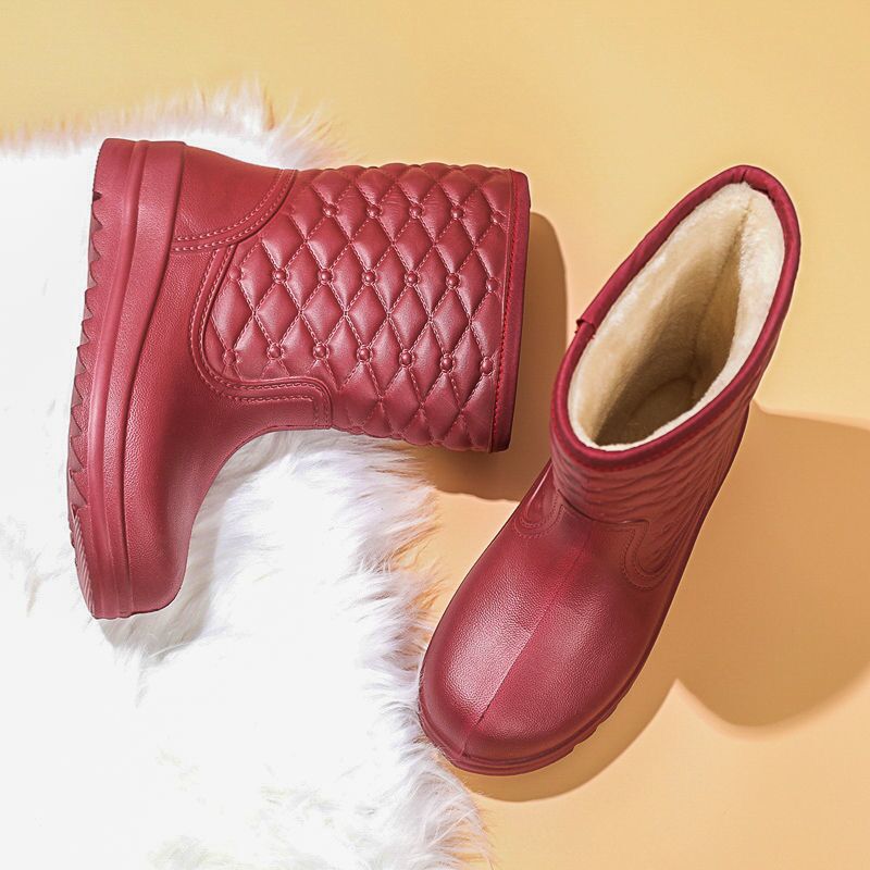 Waterproof fleece-lined women's snow boots warm EVA rain boots laundry car wash kitchen sanitary shoes high-top work shoes anti-freezing