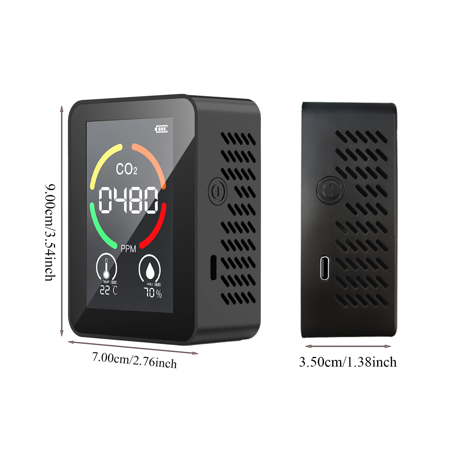 Upgrade Classic Cross-Border 3-in-1 Carbon Dioxide Detection Indoor Co2 Temperature and Humidity Detection 2.8inch Lcd Display