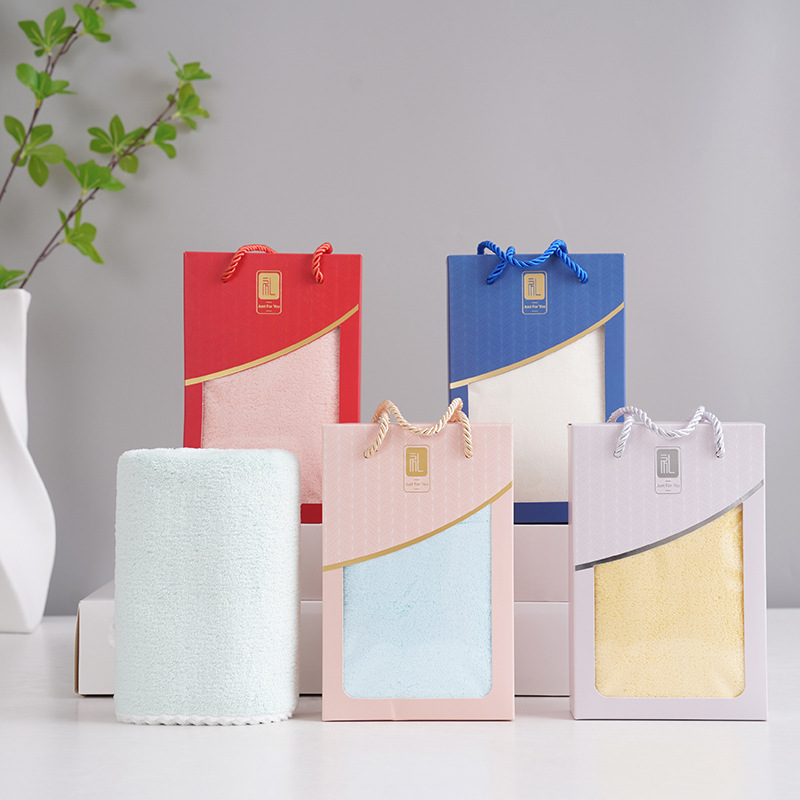 Towel Gift Box Thickeneded Coral Velvet Household Soft Absorbent Facial Towel Gift Opening Event Souvenir Can Be Embroidered with Logo