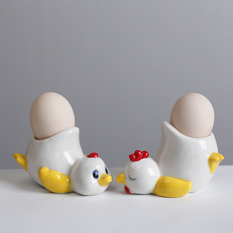 Cross-border Egg Holer Ceramic Cartoon Egg Holer Ornaments Beauty Makeup Egg Rack Creative Cute Breakfast Egg Cup Tableware