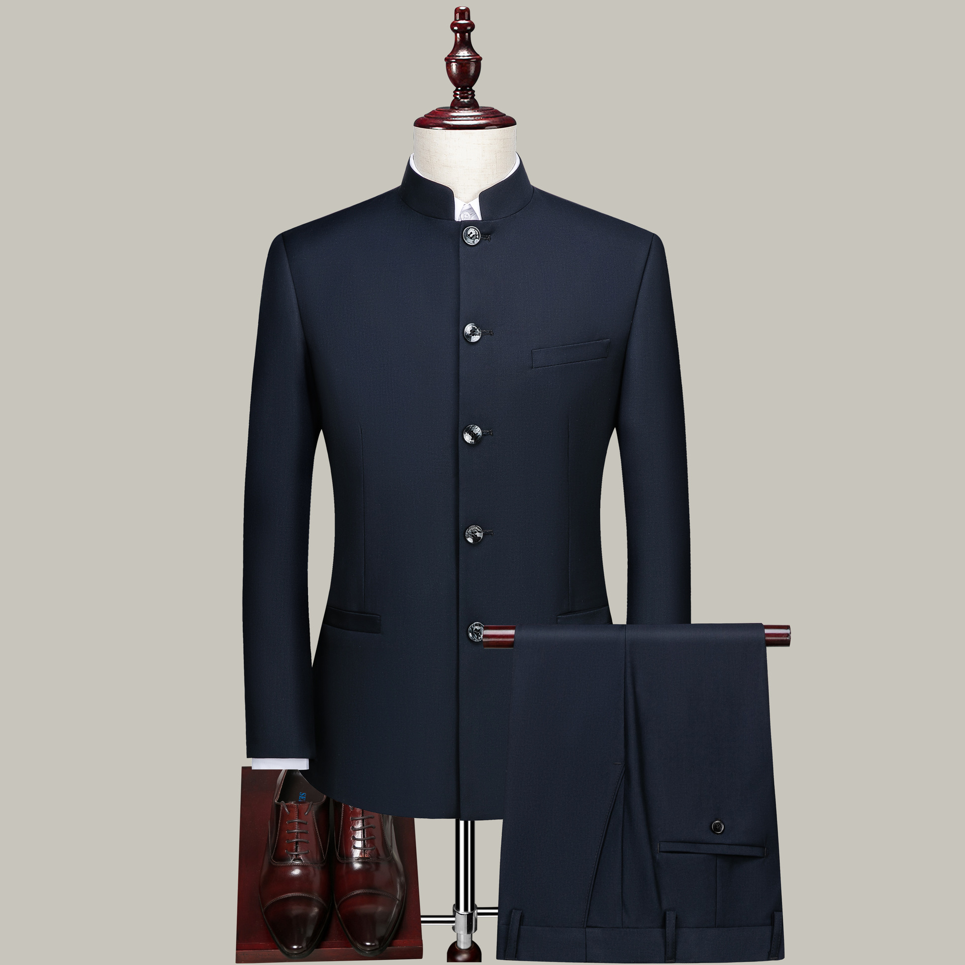 Zhongshan Suit Men's Youth Slim-fit Collar Suit Wedding Dress Banquet 