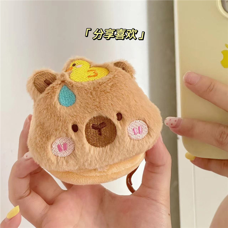Cute Capybara Wrist Coin Plush Toy Bag Keychain Key Id Capybara Storage Bag
