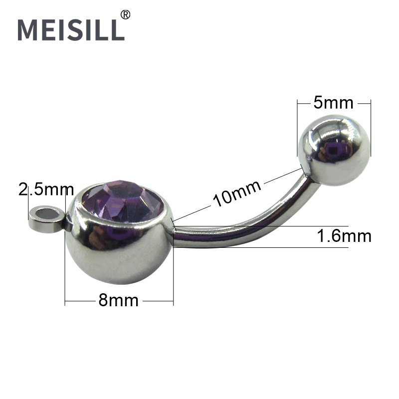 Meier stainless steel single diamond navel ring European and American navel nail spring personality men and women navel ring piercing jewelry wholesale