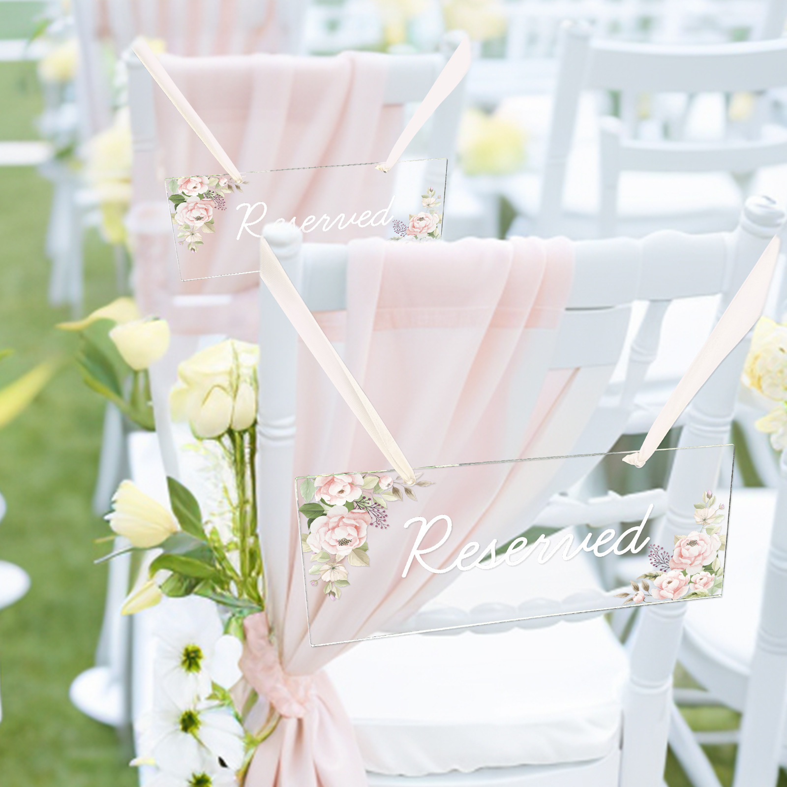 Cross-Border Hot-Selling Romantic and Exquisite Place Card, Floral Embellishment, Elegant and Transparent, Creating a Dreamy Sense of Ritual