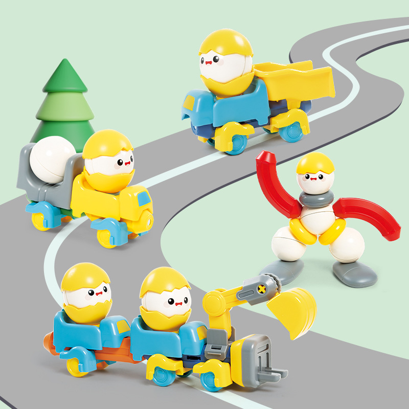 Cross-Border Hot-Selling Magnetic Rod Building Blocks Early Education Cognitive Versatile Magnetic Rod Engineering Magnetic Rod Assembly Educational Toys