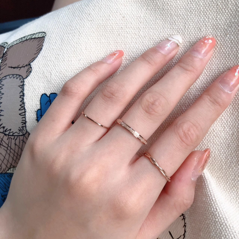 Ring non-melatonin ring matte female niche design ultra-fine titanium steel food ring tail ring small finger simple non-fading