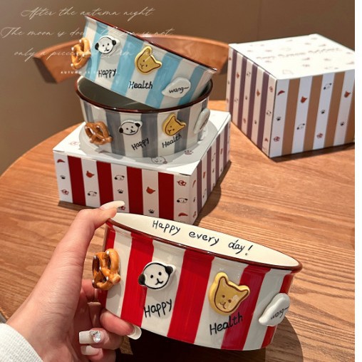 Han ins Buttons Семейный ведерко Щенок Серия Нудл Ведро 6.5 дюймов Маленькая Чаша Для Нудлов Общежитие