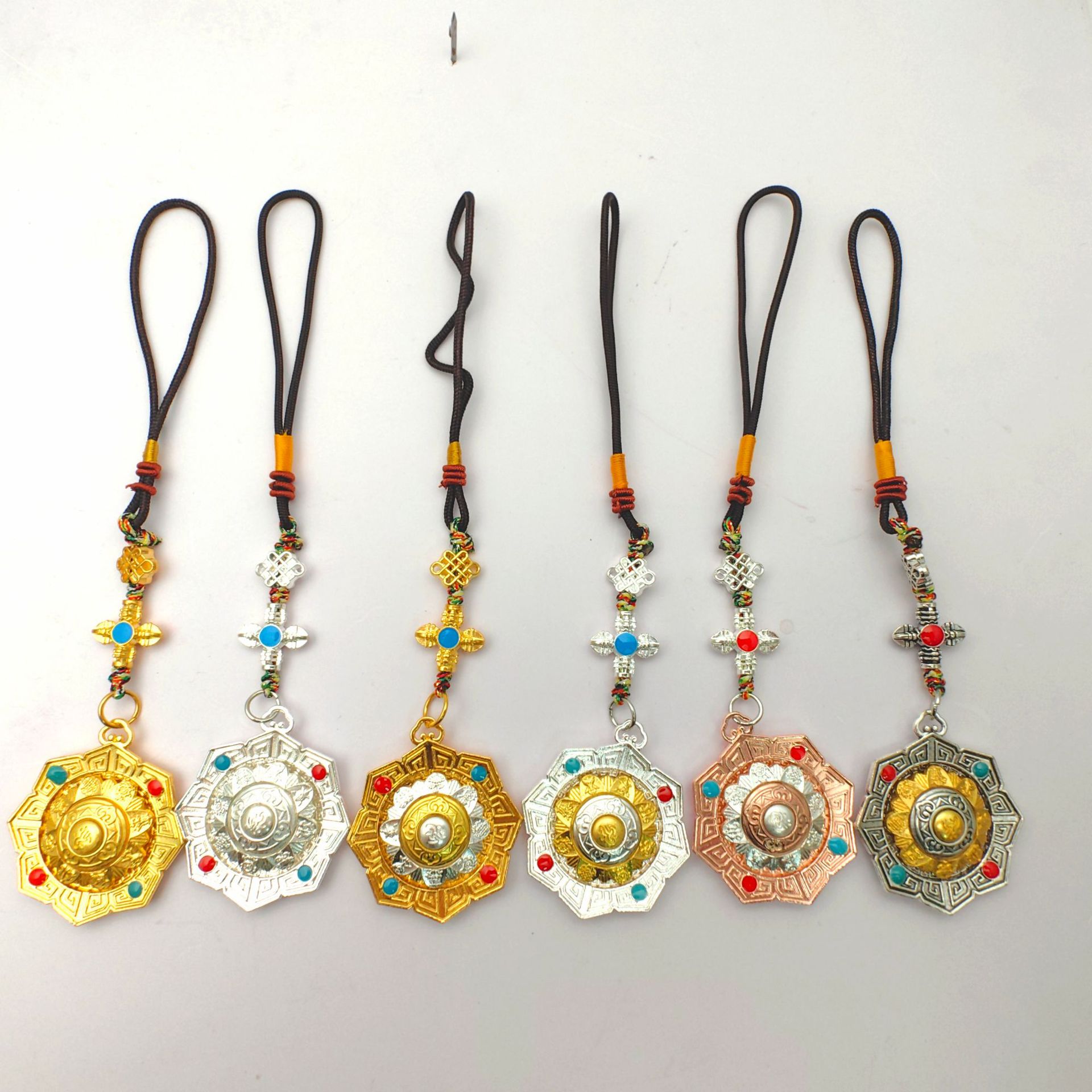 Счастливые восемь сокровищ, шесть слов мантры, вращающиеся, подвеска для багажа, украшения Тибета, восьмиугольная мандала, бесплатная карта