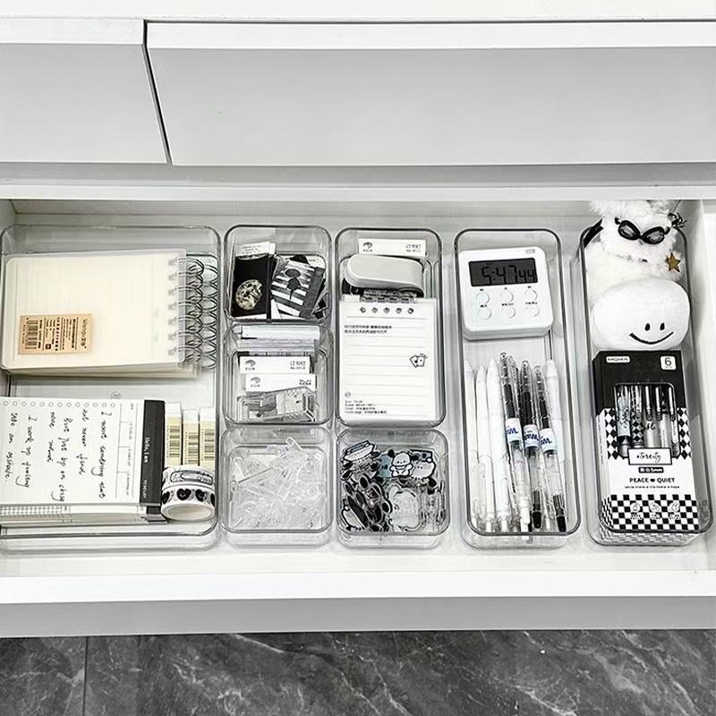 Drawer Storage Box Acrylic Compartment Organizer Desktop Transparent Thickened Plastic Home Dormitory Cross-Border