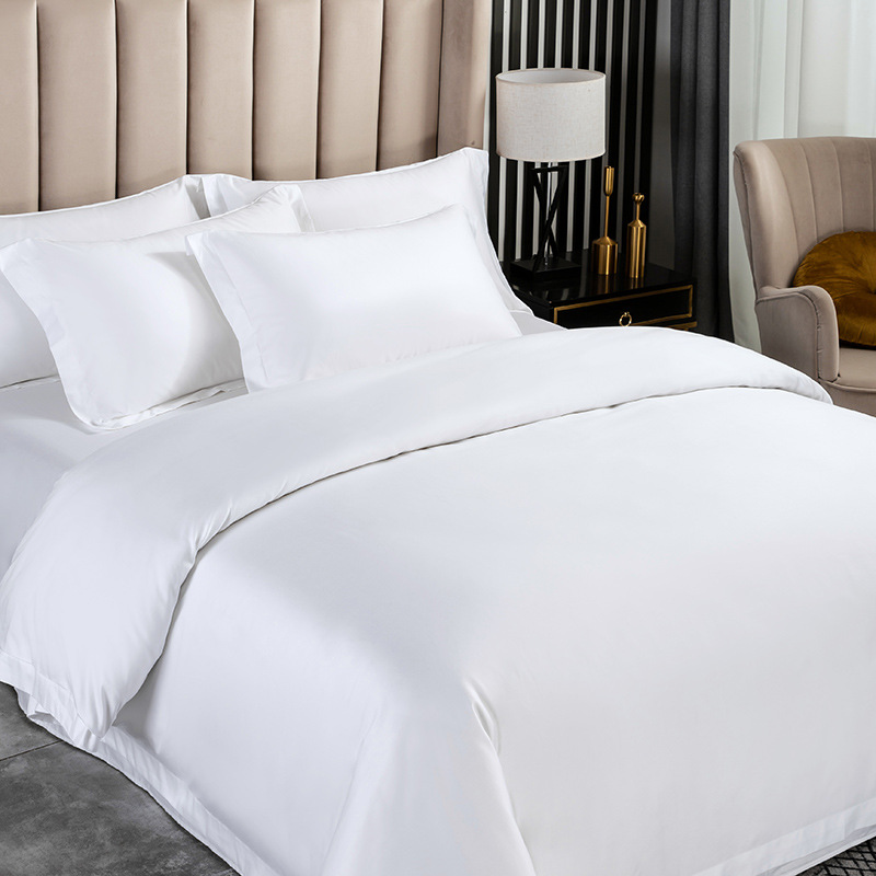 Hotel Linen Five-Star Hotel Four-Piece Set Hotel Bedding B&B Pure White Sheets Quilt Cover Wholesale