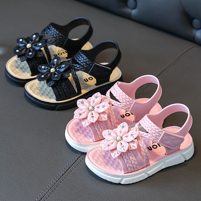 Girls' Sandals Princess Internet Celebrating Fairy Stylish Summer Non-Slip Soft-Sole Small, Medium and Large Children's Open Toe All-Match Fashionable Sandals