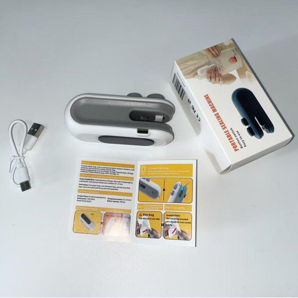 Cross-Border Popular Mini Sealing Machine, Dual-Purpose Cutting and Sealing Buttons, Easy to Prevent Hand Injuries, Snack Preservation Sealing Machine, Direct Sales