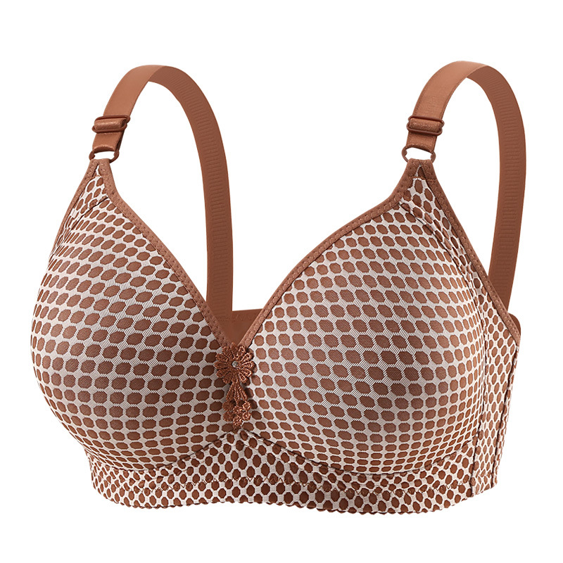 Cross-Border New Large Size E Cup No Rims Jacquard Intimates Thin Cup Cross-Border Adjustable Comfortable Breathable Bra